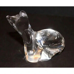 Vintage Clear GLASS Bear Animal Sculpture Figure Figurine Room Decor Art